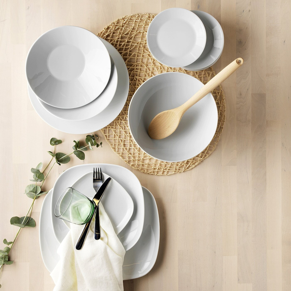 IKEA 365+ Глубокая тарелка/миска, изогнутые бока, белая, 22 см