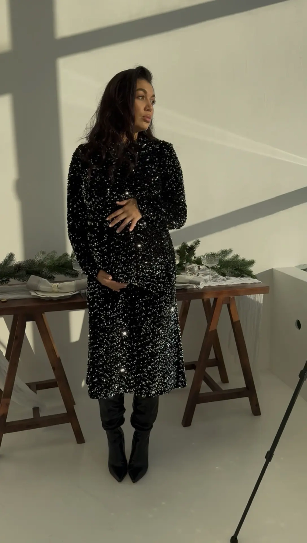 Бархатное платье с серебряной пайеткой