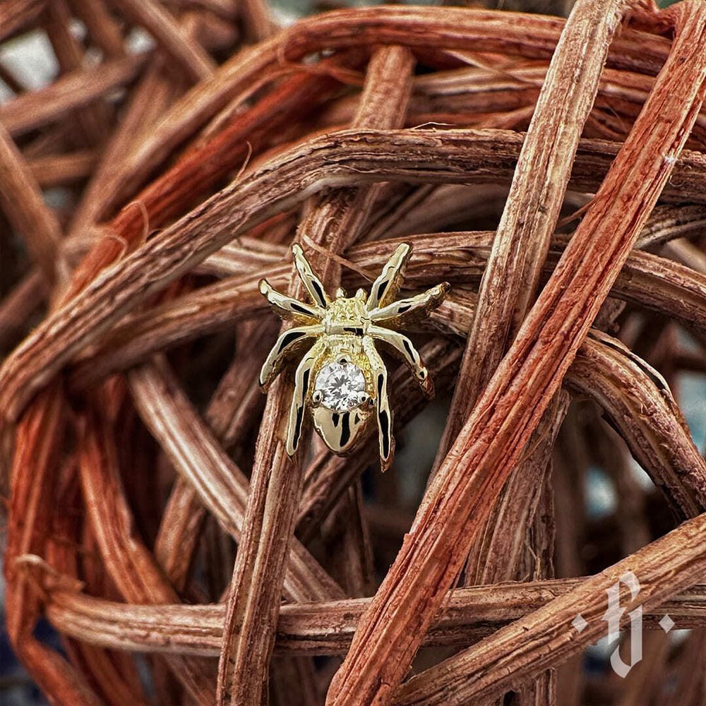 Накрутка &quot;Spider v.2&quot; - Желтое золото - White CZ