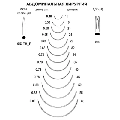 Игла хирургическая колющая Mani SE-TH F 60 1/2 10 шт