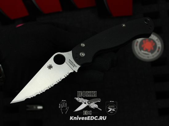 Складной нож Spyderco Paramilitary 2 81GS2 сиррейтор, c клинком из стали CPM-S45VN, рукоять G10