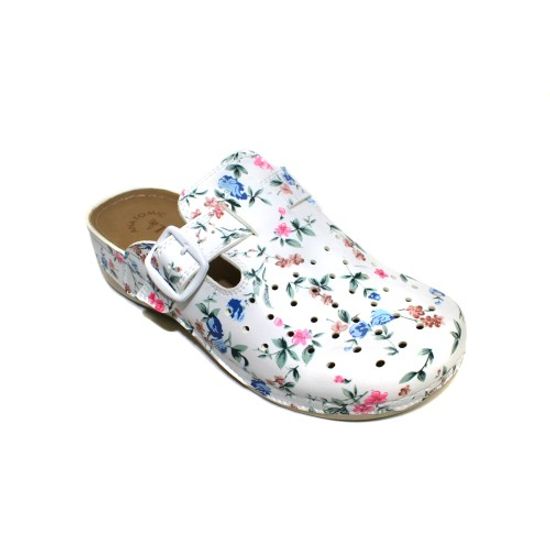 Сабо жен. 25-19/3 (белый/цветоч.принт)