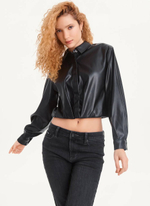 Женская рубашка DKNY Faux-Leather Cropped