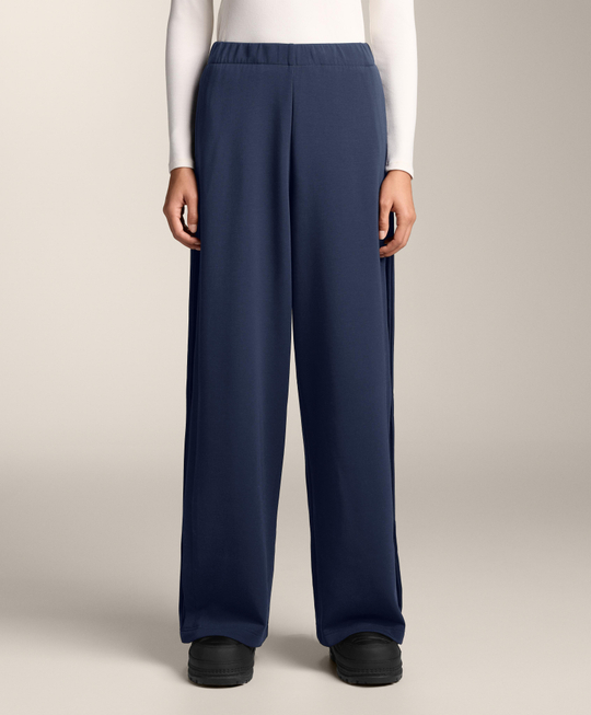 OYSHO Брюки-кокон с боковой складкой и начесом из модала, синий