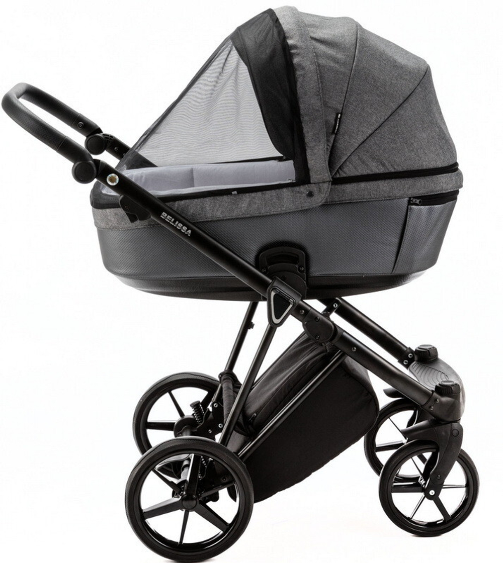 Детская коляска Adamex Belissa 3 в 1 B-PS34 (Т.СЕР.ТК+ГРАФИТ ПЕРЛ.ПЕРФ.КОЖА)