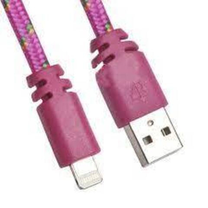 USB cable Lightning светящийся pink