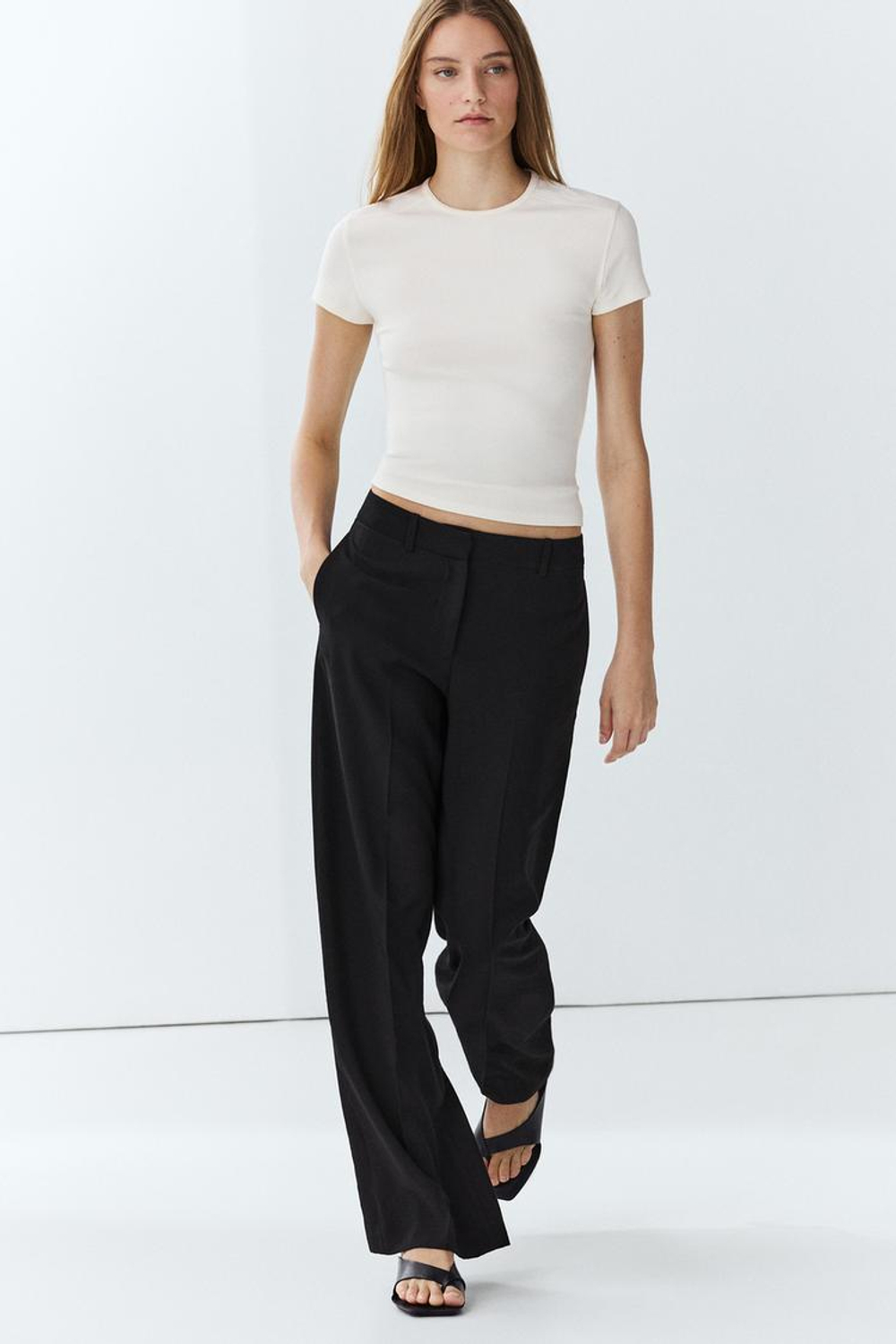 Massimo Dutti Свободные брюки прямого кроя, черный