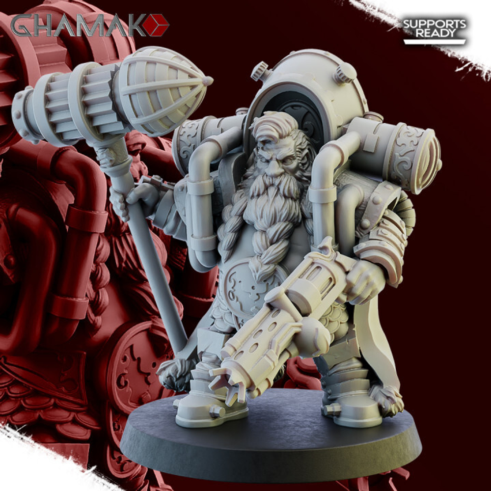Grand Alliance Order Kharadron Overlords Dwarf Arkanaut Admiral Дварфийский адмирал миниатюра для dnd, днд, pathfinder, фентези, Настольная игра, НРИ, Варгейм, РПГ