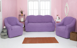 Комплект чехлов на диван и 2 кресла без оборки, цвет Лиловый