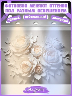 Объемные 3D фотообои Бежевые пионы