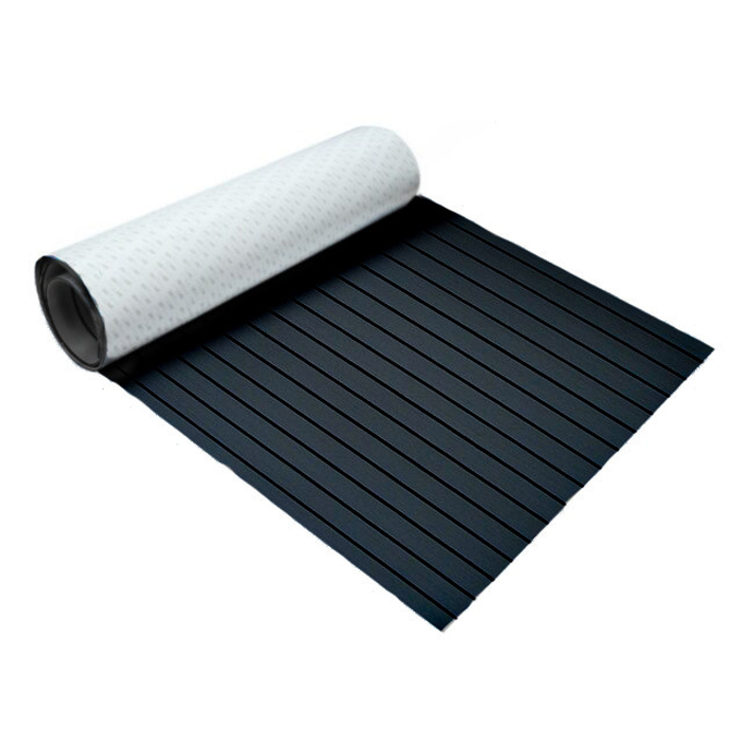 EVA покрытие палубное нескользящее самоклеящееся темно серое c чер. полосами 1,2х2,4 м K-DG-B-S
