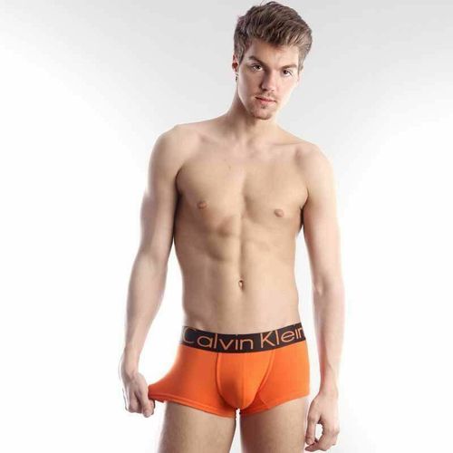 Мужские трусы хипсы оранжевые с черной резинкой Calvin Klein Steel Orange Black Waistband Boxer