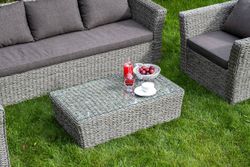 "Капучино" лаунж-зона из искусственного ротанга (гиацинт), цвет серый