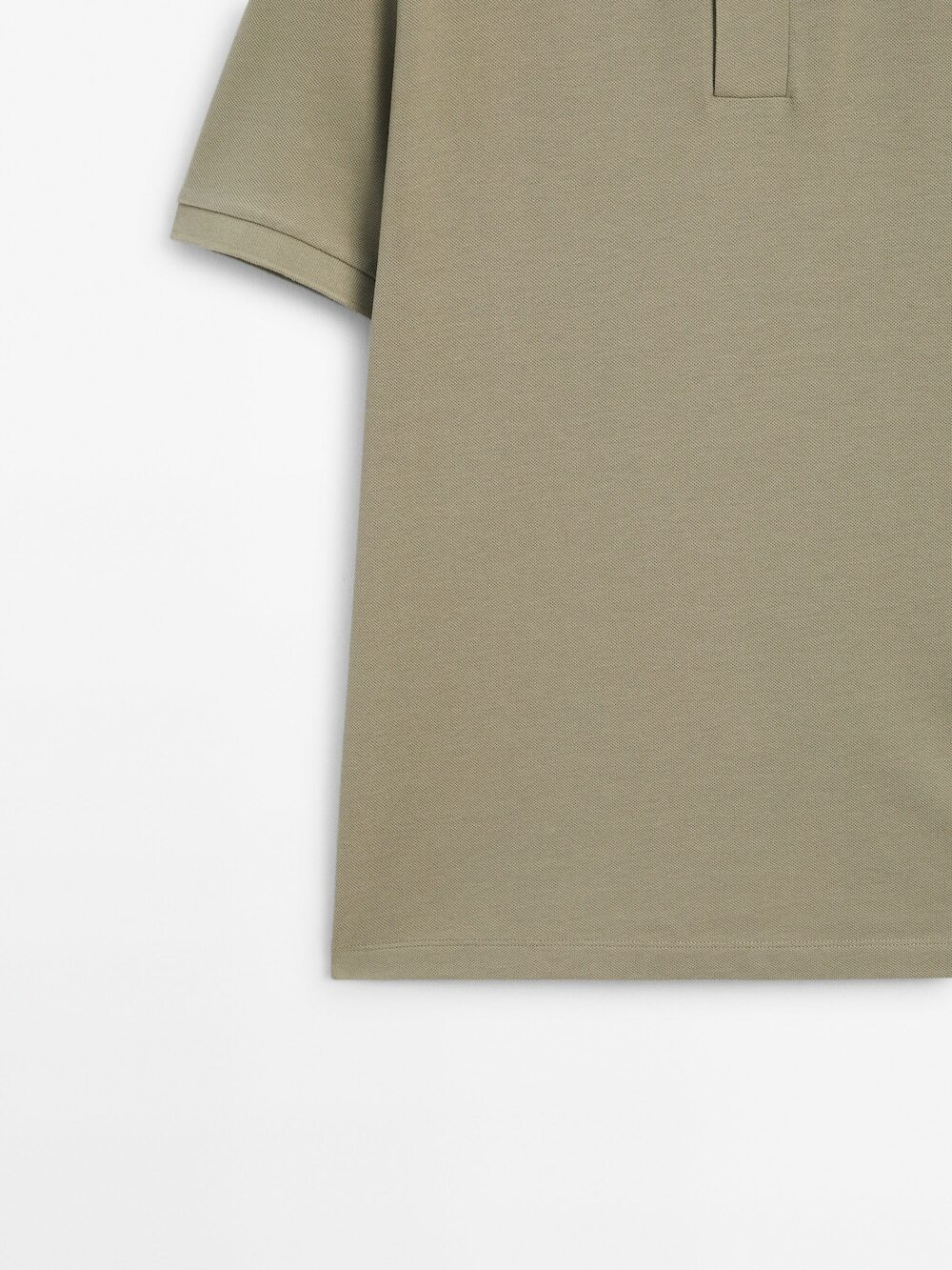 Massimo Dutti Поло из рельефного хлопкового пике, хаки с эффектом потертости