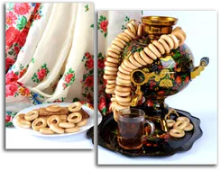 Модульная картина "Самовар и сушки"