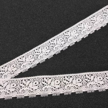 Кружево 20 мм, цвет белый с серебристым люрексом, намотка 50 м (10102081/230615/0005417/01_Испания)
