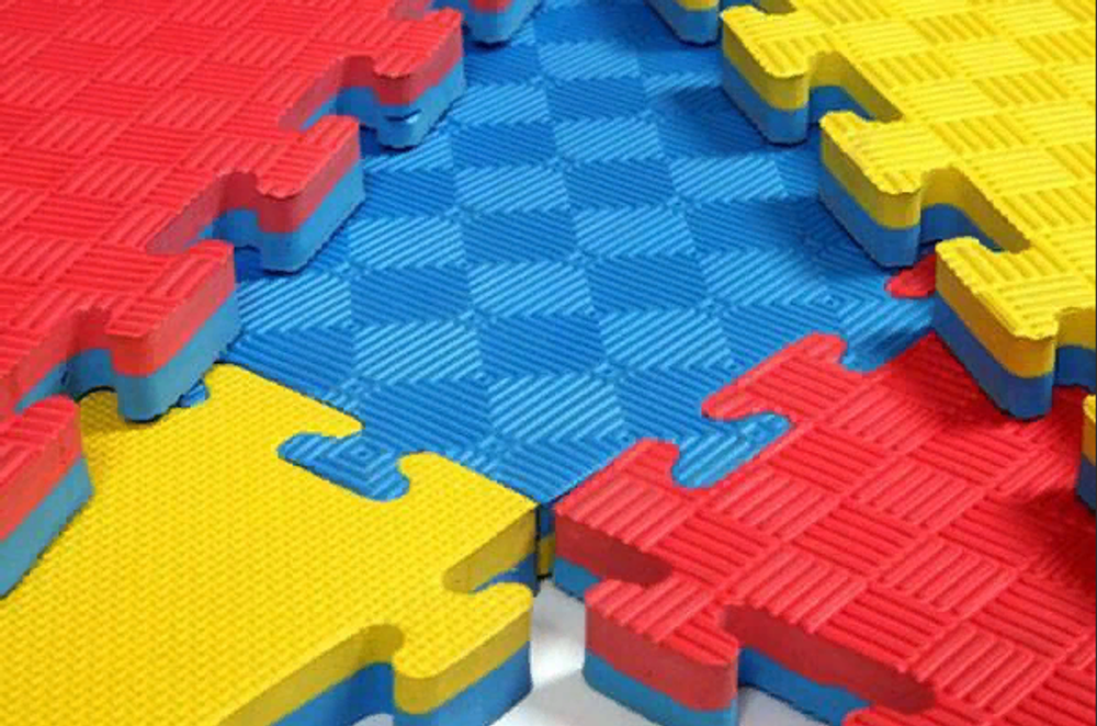 Будо-маты (татами) Экополимеры (1 плита 100х100х4см, 1кв.м./уп) "Сине-желтый"