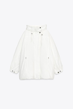 ZARA ПАРКА ОВЕРСАЙЗ МНОГОПОЗИЦИОННАЯ С КАПЮШОНОМ — ZW COLLECTION, БЕЛЫЙ