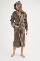 Халат мужской с капюшоном 1385 бежевый Nusa Турция