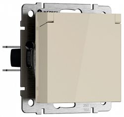 Розетка влагозащищенная с заземлением и со шторкой, без рамки с крышкой Werkel слоновая кость W1171203