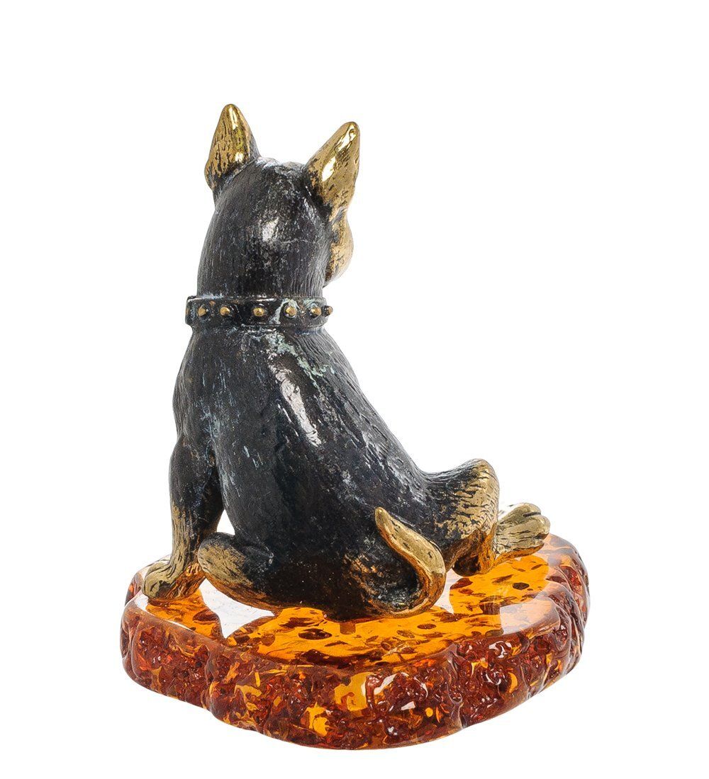 Народные промыслы AM-1952 Фигурка «Собака Бультерьер» (латунь, янтарь)