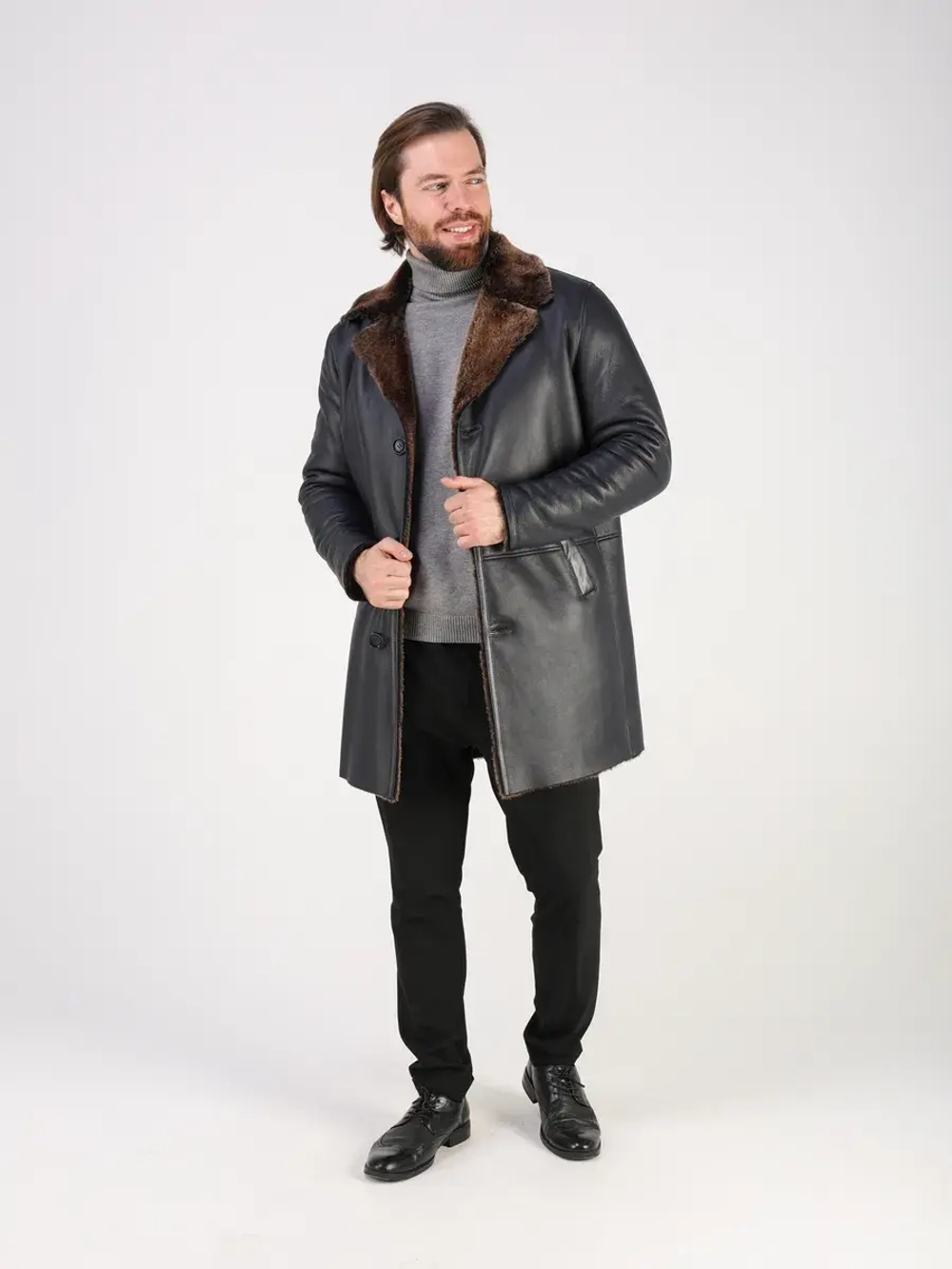 Дубленка зимняя натуральная длинная куртка