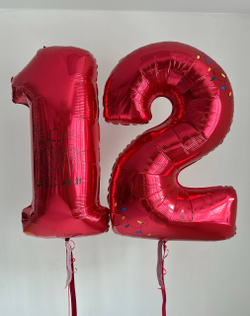 Воздушные гелиевые шарики цифры красные Очень странные дела №5029