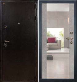 Входная металлическая дверь Лекс Колизей с зеркалом №102 Бетон светлый / Темное серебро антик