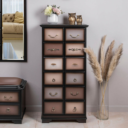 Комод "Пандора"- 5 с 4 ящиками Орех Оберджин, цвет фасада Шоколад