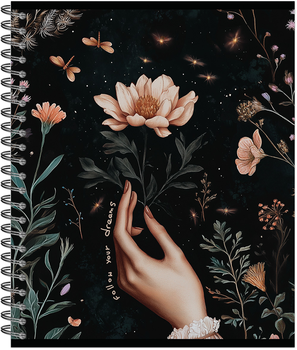 Тетрадь общая 48 л., ВОЛШЕБНЫЙ ЛЕС, обложка-мелов.картон+соффтач-лак, металлический гребень