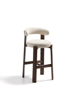 Барный стул Granite из бежевой синели и ясеня с отделкой орех 75 см