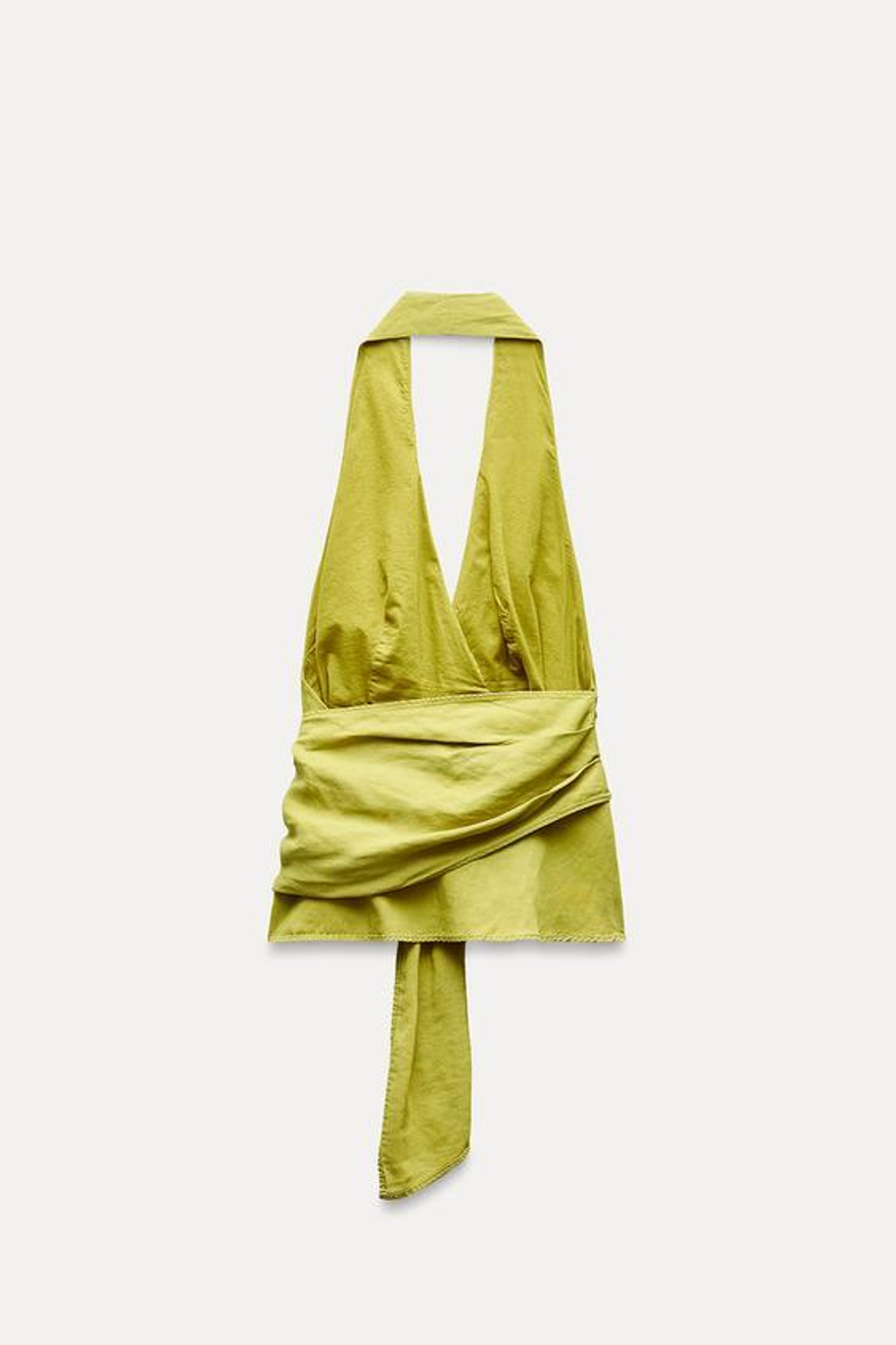 ZARA ТОП НА ЗАПÁХЕ С ГОРЛОВИНОЙ ХАЛТЕР — ZW COLLECTION, ЛАЙМОВЫЙ