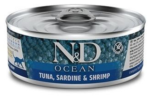Farmina N&D cat ocean консервы тунец кальмар и креветки 80 г