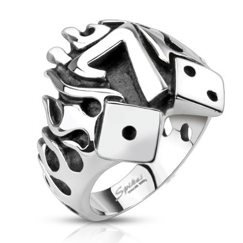 Мужской перстень печатка из ювелирной стали "Счастливая семёрка 2" SPIKES R-Q3993
