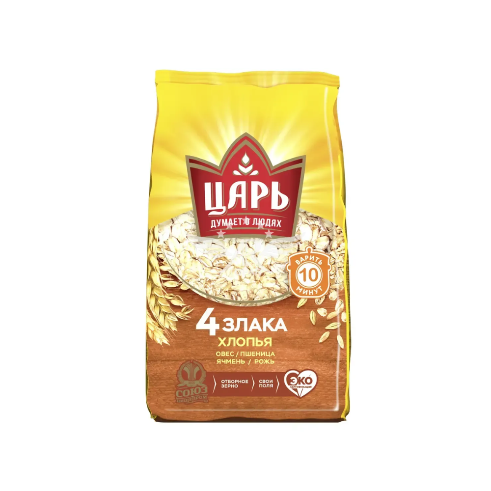 Хлопья Царь 4 злака 400 гр