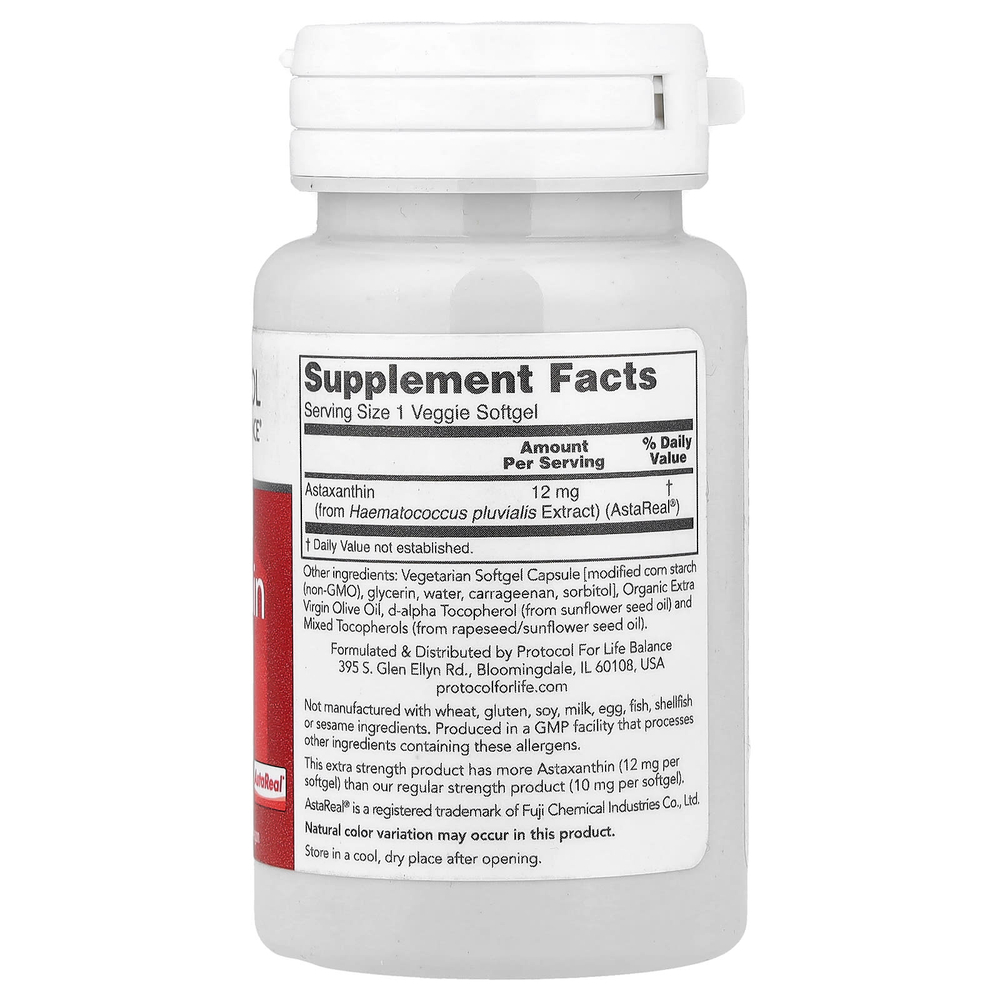 Protocol for Life Balance, Астаксантин, 12 мг, 60 растительных капсул
