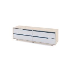 Тумба под ТВ "Винсент 5" М-3 (дуб ирландский/бел.мат/дуб глуб.синий), ЛДСП/МДФ, Комфорт-S, г. Ижевск Русский