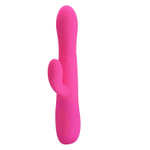 Розовый вибратор Douglas с клиторальным отростком и функцией расширения - 24,9 см.