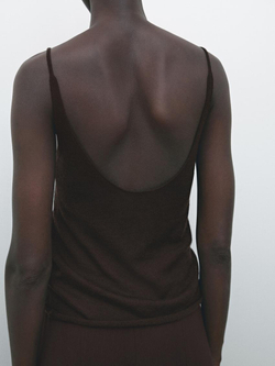 Massimo Dutti Топ на тонких бретелях - Limited Edition, коричневый