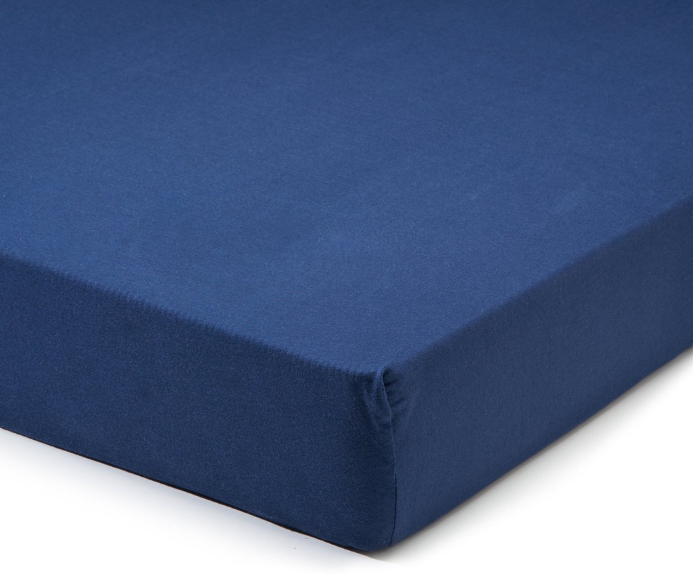 Простыня на резинке 200x200 Сaleffi Raso Tinta Unito с бордюром сатин темно-синяя Италия