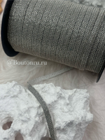 Тесьма серебристая мониль (6 рядов) на тканевой основе