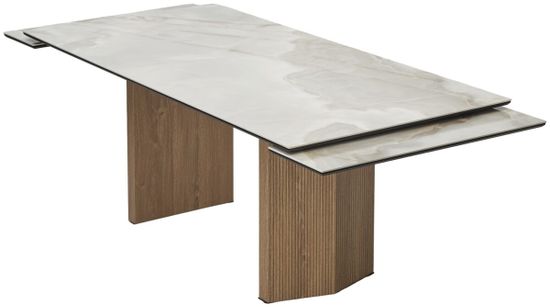 Стол МОЦАРТ 200 REX 769925, Бежевый мрамор, керамика / Дуб монтана