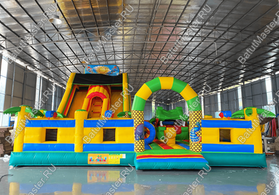 Надувной батут "Мульти-сафари крокодил" 11*10*7 м, с окнами по бокам