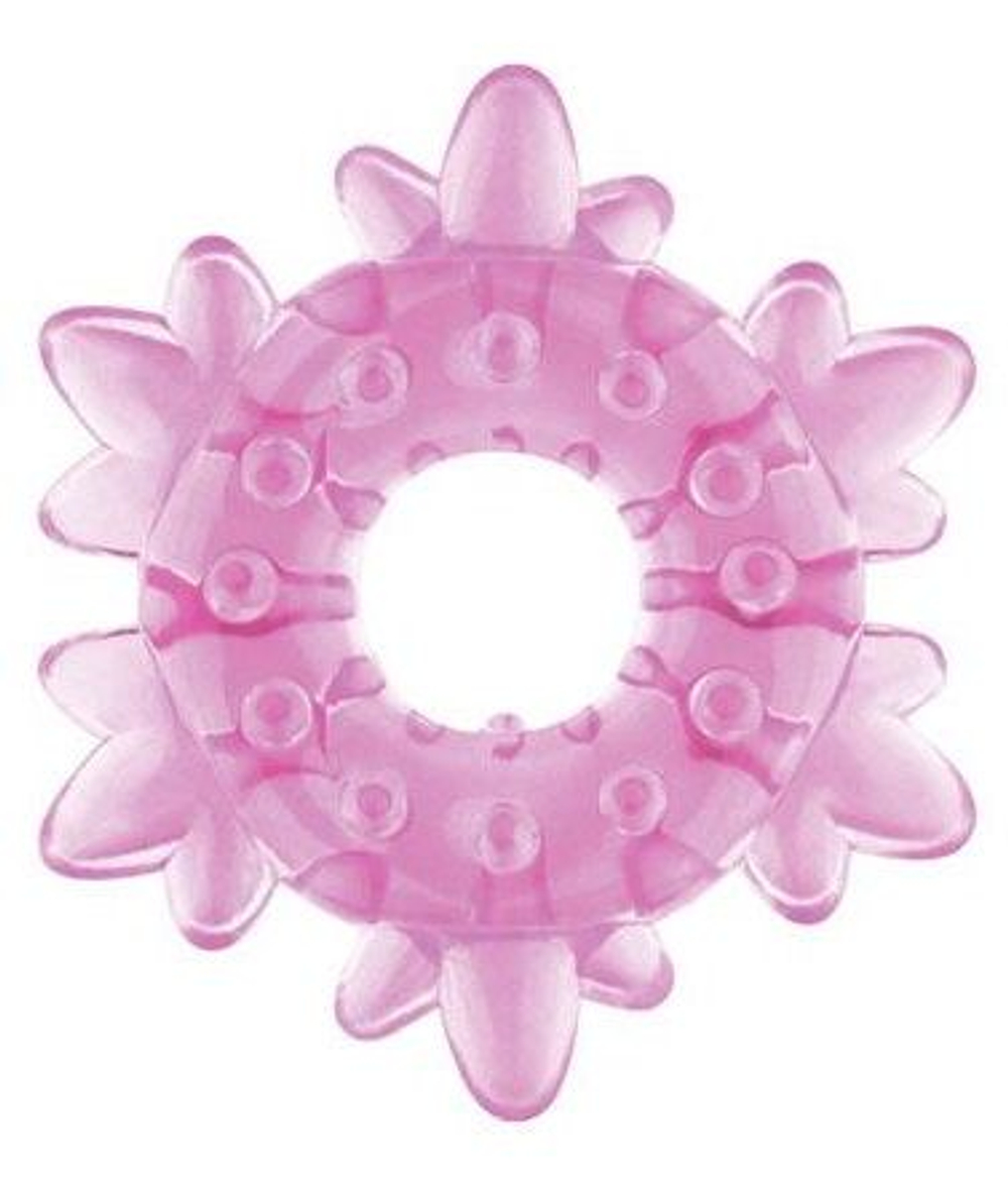 Розовое эрекционное кольцо Heavy Cock Ring Ice Flower (Цвет: розовый)