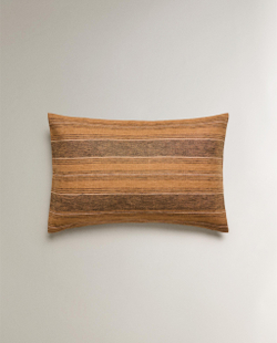 Zara Home наволочка декоративная из льна, песочный, в полоску, 40x60 см