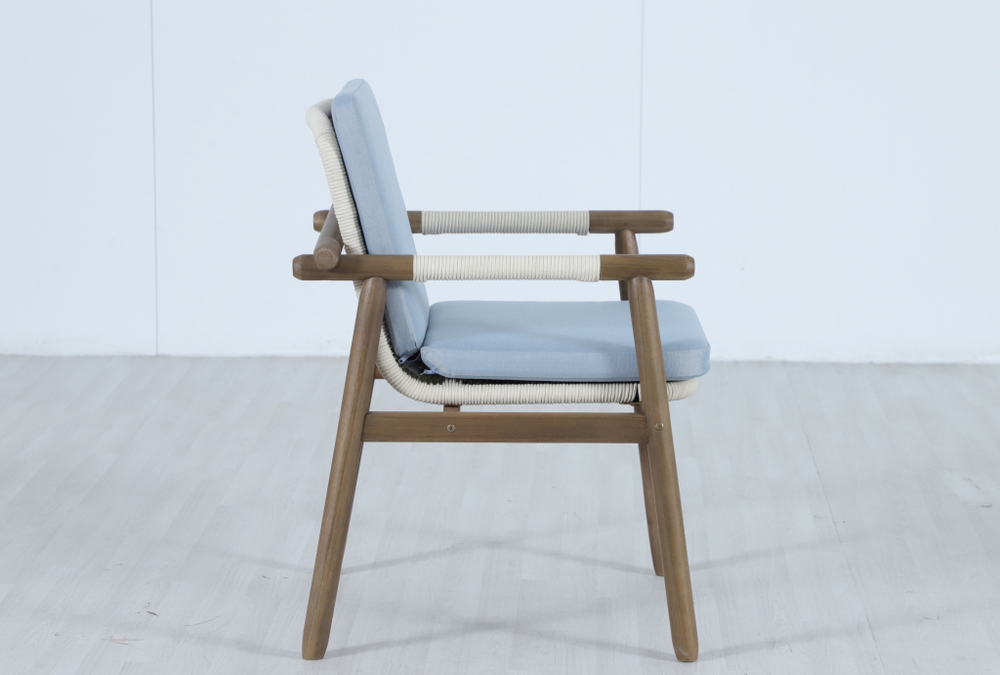 Комплект обеденной деревянной мебели на 8 персон Tagliamento Apoyo, грецкий орех, голубой