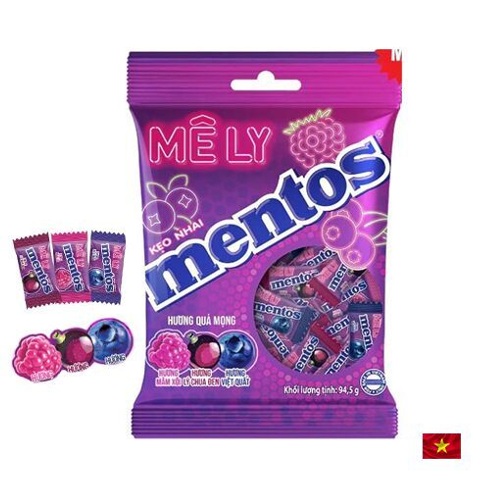 Жевательные драже Mentos со вкусом ягод (смородина, черника , малина ,) 94,5 гр