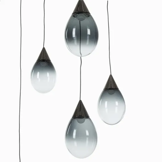 Подвесной светильник Rain Ø51,5 см, дымчатый, чёрный глянец