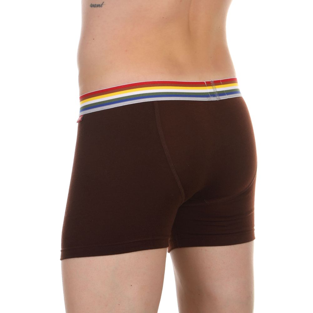 Мужские трусы боксеры коричневые с разноцветной резинкой Paul Smith