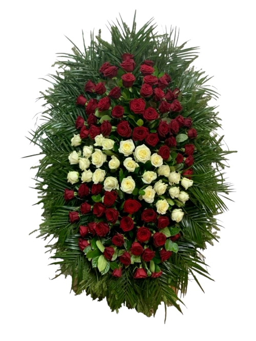 Траурный венок из живых цветов №34 (150 см)